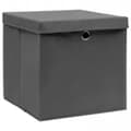 vidaXL Förvaringslådor med lock 10 st 28x28x28 cm grå grå