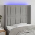 vidaXL Sänggavel LED ljusgrå 103x16x118/128 cm tyg Grå