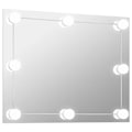 Miniatyrbild 2 av 10: vidaXL Väggspegel utan ram LED-belysning rektangulär Silver