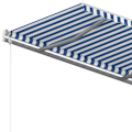 Miniatyrbild 6 av 10: vidaXL Markis med stolpar manuellt infällbar 3x2,5 m blå och vit Blå