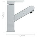 Miniatyrbild 6 av 6: vidaXL Badrumsblandare med utdragbar pip kromad finish 157x172 mm Silver