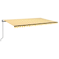 Miniatyrbild 2 av 10: vidaXL Automatisk markis med vindsensor & LED 500x350 cm gul/vit Gul