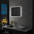 Miniatyrbild 1 av 8: vidaXL Badrumsspegel LED med touch-sensor 80x60 cm Silver
