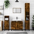 Miniatyrbild 1 av 10: vidaXL Badrumsskåp rökfärgad ek 80x33x60 cm konstruerat trä Brun