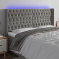 vidaXL Sänggavel LED ljusgrå 183x16x118/128 cm sammet Grå