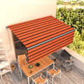 Miniatyrbild 1 av 8: vidaXL Automatisk infällbar markis med rullgardin 4x3 m orange/brun Orange