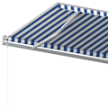 Miniatyrbild 6 av 10: vidaXL Markis med stolpar manuellt infällbar 6x3,5 m blå och vit Blå