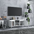 Miniatyrbild 3 av 9: vidaXL TV-bänk med metallben vit 103,5x35x50 cm Vit