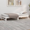 Miniatyrbild 4 av 10: vidaXL Utdragbar dagbädd vit 2x(90x200) cm massiv furu Vit