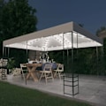 Miniatyrbild 1 av 10: vidaXL Paviljong med ljusslinga LED 4x3x2,7 m vit Vit