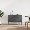 Miniatyrbild 10 av 10: vidaXL Byrå grå 110x40x78 cm massiv furu Grå