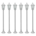 vidaXL Lyktstolpar för trädgård 6 st E27 110 cm aluminium vit Vit