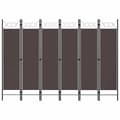 vidaXL Rumsavdelare 6 paneler brun 240x180 cm Brun