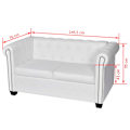 Miniatyrbild 5 av 5: vidaXL Soffa Chesterfield i vit konstläder 2-sitsig Vit