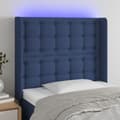 vidaXL Sänggavel LED blå 93x16x118/128 cm tyg Blå