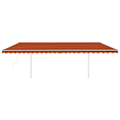 Miniatyrbild 3 av 10: vidaXL Automatisk markis med vindsensor & LED 6x3,5 m orange/brun Flerfärgsdesign
