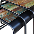 Miniatyrbild 8 av 9: vidaXL Satsbord 3 delar massivt återvunnet trä multifärg