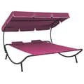 vidaXL Solsäng med tak & kuddar rosa Rosa