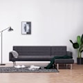 Miniatyrbild 1 av 10: vidaXL L-formad bäddsoffa mörkgrå polyester grå