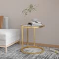 vidaXL Sidobord guld och transparent 45 cm härdat glas Guld
