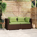 Miniatyrbild 1 av 9: vidaXL Soffa 2-sits med dynor konstrotting brun Brun