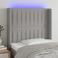 vidaXL Sänggavel LED ljusgrå 83x16x118/128 cm tyg Grå