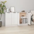 Miniatyrbild 1 av 7: vidaXL Skänkar 2 st vit högglans 60x30x70 cm konstruerat trä Vit