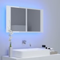 Miniatyrbild 3 av 10: vidaXL Spegelskåp för badrum LED vit högglans 80x12x45 cm akryl Vit