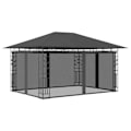 Miniatyrbild 3 av 10: vidaXL Paviljong myggnät ljusslinga LED 4x3x2,73 m antracit 180 g/m² Antracit