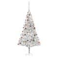 vidaXL Belyst plastgran med kulor silver 210 cm PET Silver