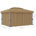 Miniatyrbild 7 av 7: vidaXL Paviljong med draperi 4x3 m taupe aluminium Taupe