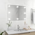 Miniatyrbild 1 av 10: vidaXL Väggspegel utan ram LED-belysning rektangulär Silver