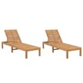 vidaXL Solsängar 2 st massiv teak Brun