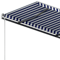 Miniatyrbild 9 av 10: vidaXL Markis med stolpar automatisk infällbar 3x2,5 m blå och vit Blå