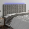 vidaXL Sänggavel LED ljusgrå 180x5x118/128 cm sammet Grå