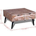 Miniatyrbild 9 av 9: vidaXL Soffbord i återvunnen teak med 4 lådor multifärg