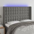 vidaXL Sänggavel LED mörkgrå 147x16x118/128 cm tyg Grå