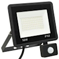 Miniatyrbild 3 av 10: vidaXL Strålkastare med sensor 50 W LED varmvit Svart