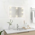 Miniatyrbild 3 av 10: vidaXL Väggspegel med LED-belysning Rektangulärt Silver