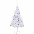 vidaXL Belyst plastgran med kulor 180 cm 620 grenar Vit
