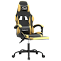 Miniatyrbild 6 av 10: vidaXL Snurrbar gamingstol med fotstöd svart och guld konstläder Guld
