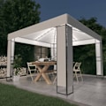 Miniatyrbild 1 av 8: vidaXL Paviljong med dubbeltak och ljusslinga LED 3x3 m vit Vit