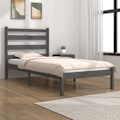 Miniatyrbild 6 av 6: vidaXL Sängram grå massiv furu 100x200 cm enkelsäng Grå