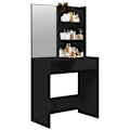 Miniatyrbild 4 av 10: vidaXL Sminkbord med spegel svart 74,5x40x141 cm Svart