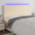 vidaXL Sänggavel LED gräddvit 160x5x118/128 cm tyg Cream
