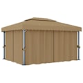 Miniatyrbild 1 av 7: vidaXL Paviljong med draperi 4x3 m taupe aluminium Taupe