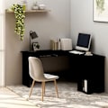 Miniatyrbild 1 av 6: vidaXL Skrivbord L-format svart 120x140x75 cm konstruerat trä Svart