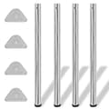 vidaXL 4 Justerbara raka bordsben i krom 870 mm Silver