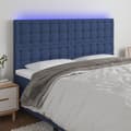 vidaXL Sänggavel LED blå 180x5x118/128 cm tyg Blå