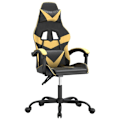 Miniatyrbild 1 av 10: vidaXL Snurrbar gamingstol svart och guld konstläder Guld